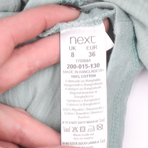 Next Women's Green Star Print Long Sleeve Cotton T-Shirt Size 8
