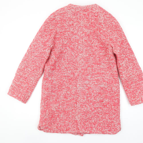 Zara Basic Women's Pink Tweed Mid-Length Zip Coat Size 14