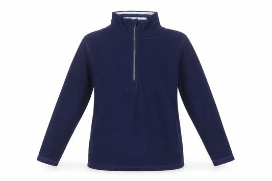 Front view of Gap women’s navy blue fleece pullover sweatshirt l 1/2 zip
