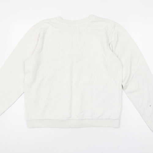 ASOS Women’s White Pullover Sweatshirt UK 8 Crew Neck Cotton ‘Romance’ Print
