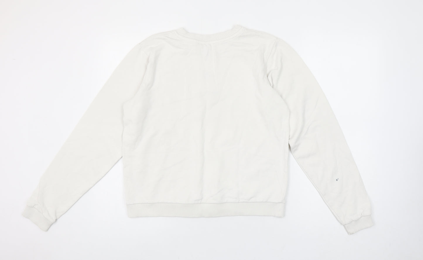 ASOS Women’s White Pullover Sweatshirt UK 8 Crew Neck Cotton ‘Romance’ Print