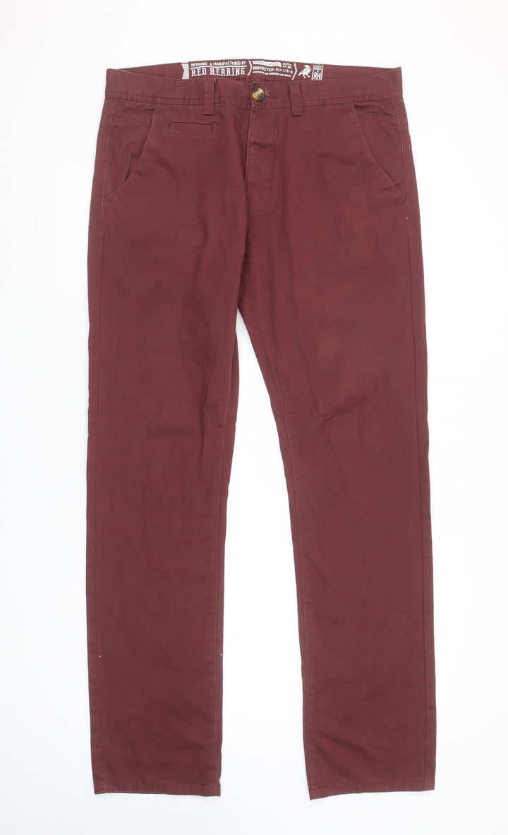 Red Herring Men's Red Straight Regular Fit Jeans 34L 34W
