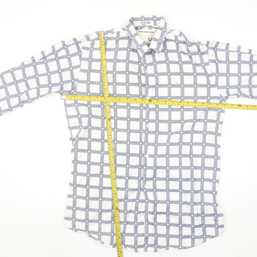 Four Rank Men's Blue Check Long Sleeve Button-Up Shirt XL