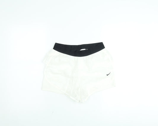 Nike Women White Running Shorts M Lightweight Polyester Gym
