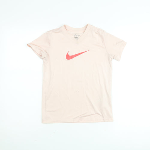Nike Teens Pink Dri-Fit V-Neck Sports T-Shirt Size XS