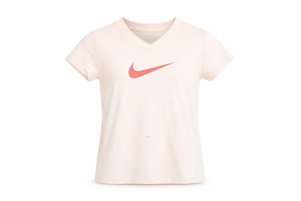 Nike Teens Pink Dri-Fit V-Neck Sports T-Shirt Size XS
