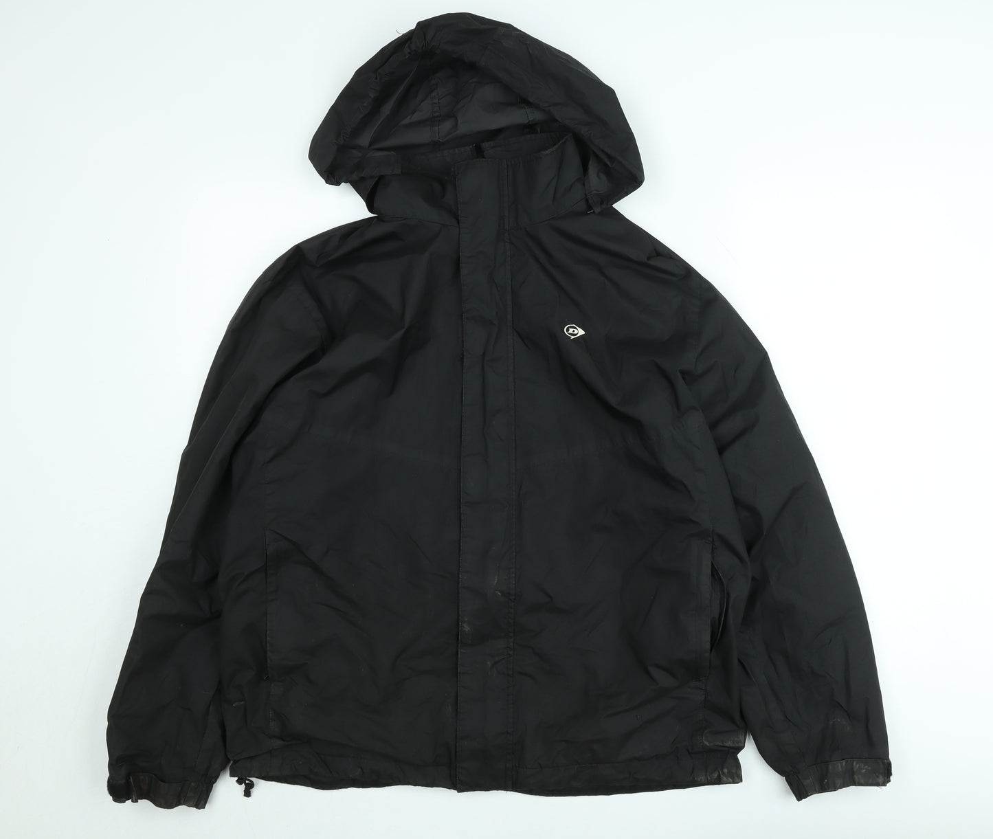 Dunlop Men's Black L Windbreaker Hooded Jacket Lightweight Outdoor