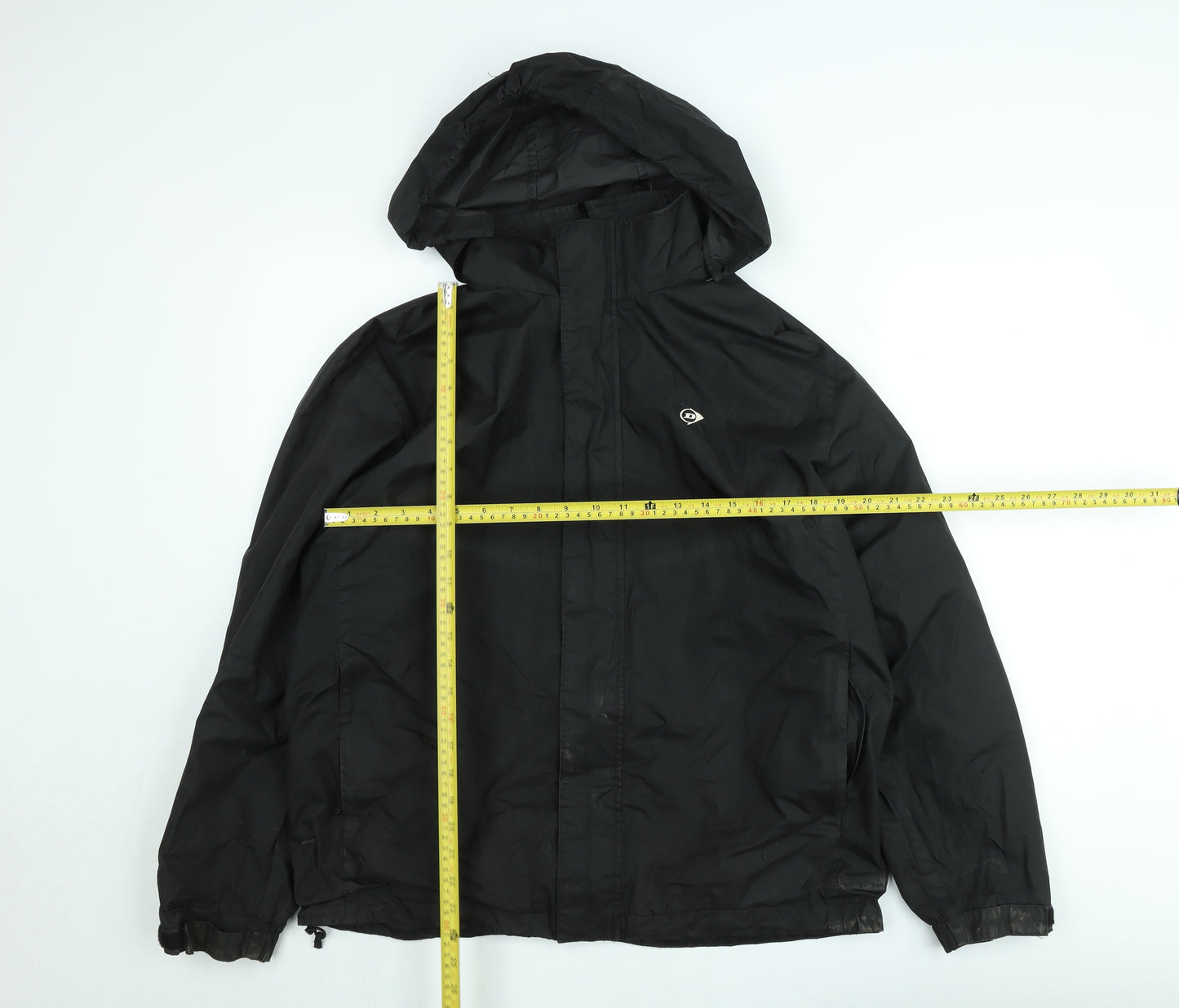 Dunlop Men's Black L Windbreaker Hooded Jacket Lightweight Outdoor