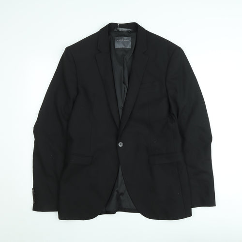 Zara Man Black Slim Fit Two-Button Blazer Jacket Size M Men's Formal
