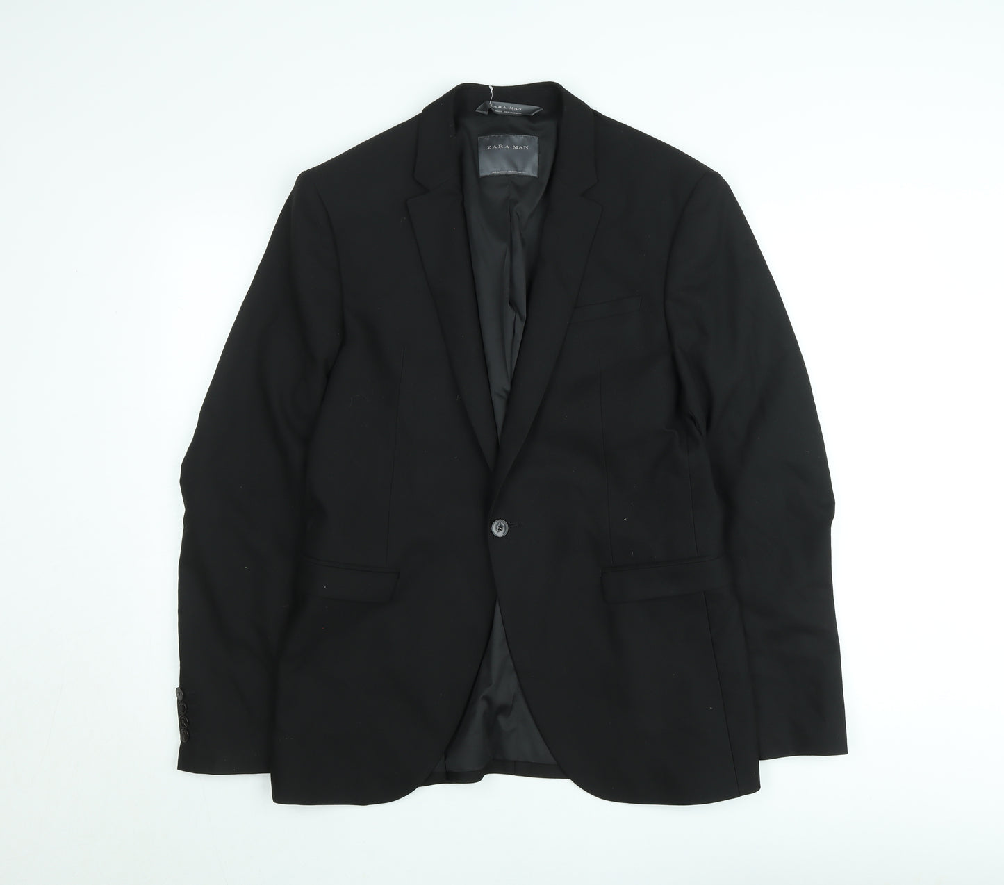 Zara Man Black Slim Fit Two-Button Blazer Jacket Size M Men's Formal