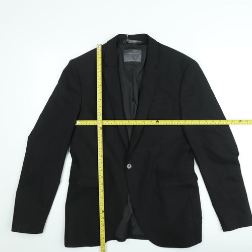 Zara Man Black Slim Fit Two-Button Blazer Jacket Size M Men's Formal