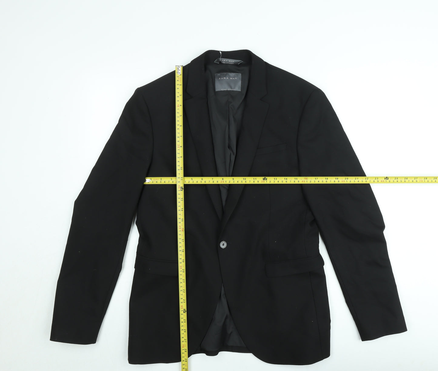 Zara Man Black Slim Fit Two-Button Blazer Jacket Size M Men's Formal