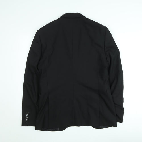 Zara Man Black Slim Fit Two-Button Blazer Jacket Size M Men's Formal