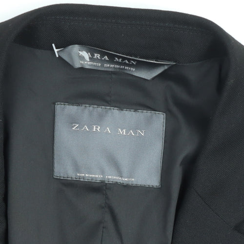 Zara Man Black Slim Fit Two-Button Blazer Jacket Size M Men's Formal