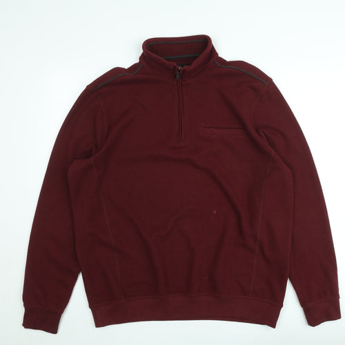 Westbury Men’s Red XL 1/4 Zip Mock Neck Knit Pullover Sweatshirt