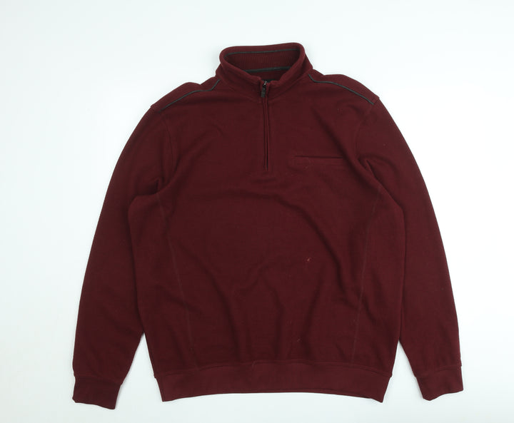 Westbury Men’s Red XL 1/4 Zip Mock Neck Knit Pullover Sweatshirt