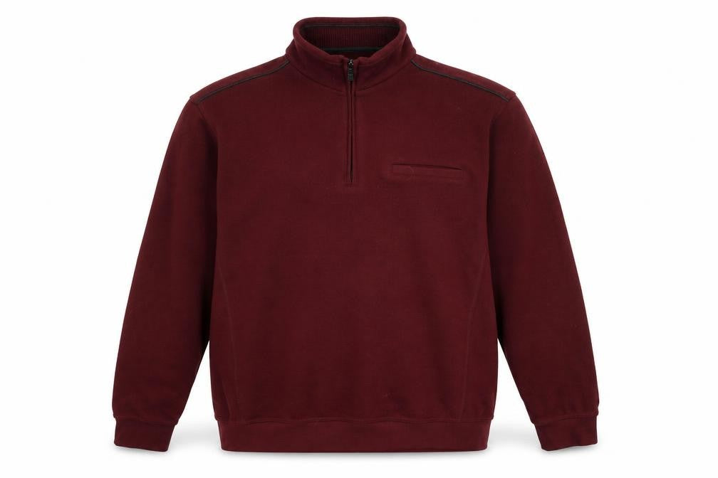 Front view of Westbury Men’s Red XL 1/4 Zip Mock Neck Knit Pullover Sweatshirt