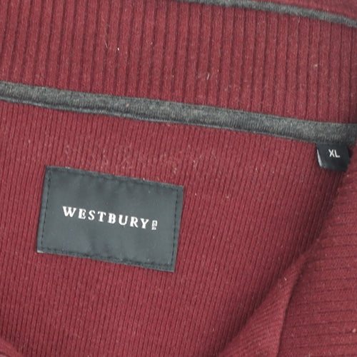 Westbury Men’s Red XL 1/4 Zip Mock Neck Knit Pullover Sweatshirt
