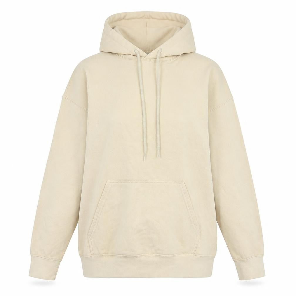 Front view of PRETTYLITTLETHING Women Beige Angel Energy Pullover Hoodie, size S