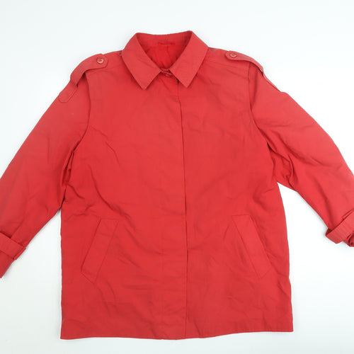 Etam Women Red Mid-Length Trench Coat Size 16 Lined Button Style