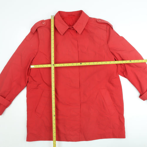 Etam Women Red Mid-Length Trench Coat Size 16 Lined Button Style