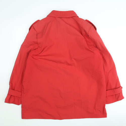 Etam Women Red Mid-Length Trench Coat Size 16 Lined Button Style