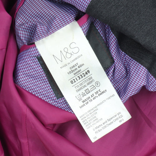 Marks and Spencer Men's Grey 40 Short Regular Fit Suit Jacket
