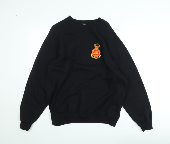 Fruit of the Loom Mens Black Embroidered Sweatshirt L Cotton Blend