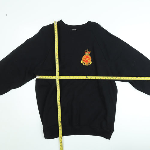 Fruit of the Loom Mens Black Embroidered Sweatshirt L Cotton Blend