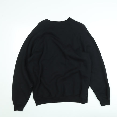 Fruit of the Loom Mens Black Embroidered Sweatshirt L Cotton Blend