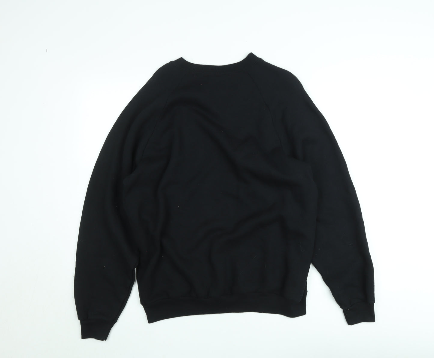 Fruit of the Loom Mens Black Embroidered Sweatshirt L Cotton Blend