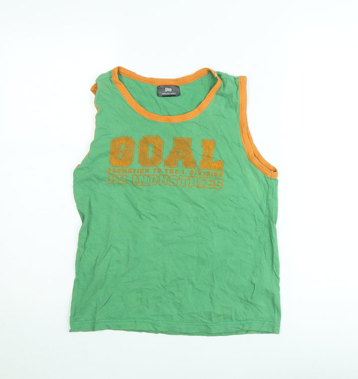 PH Industries Women's Green Cotton Sleeveless Tank Top S