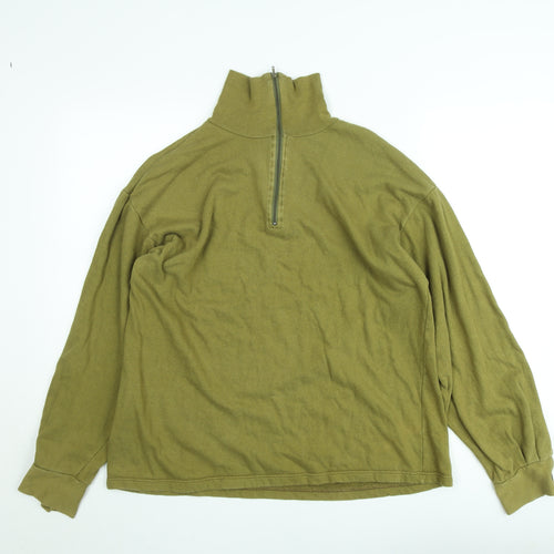 Vintage Thatchreed Norwegian Army Men's Green Fleece 1/4 Zip Sweatshirt S
