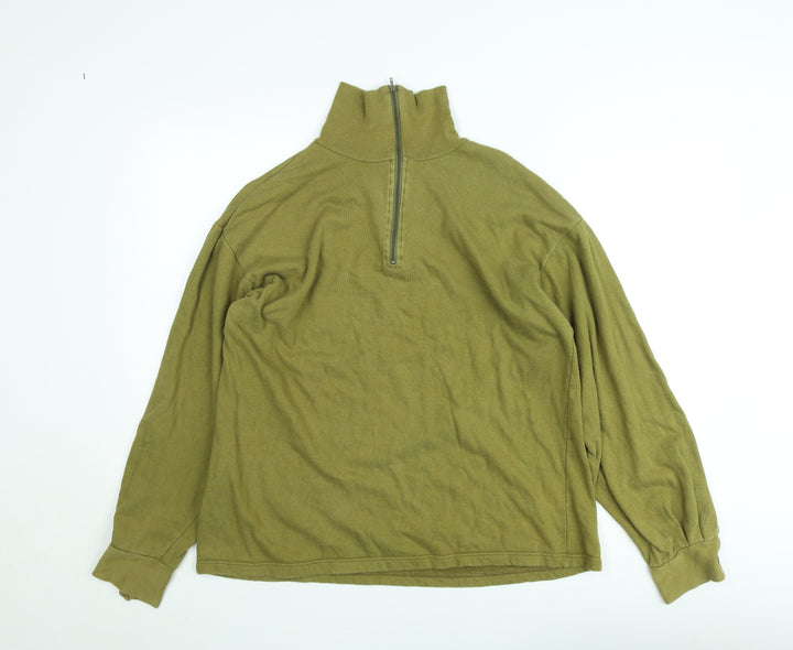 Vintage Thatchreed Norwegian Army Men's Green Fleece 1/4 Zip Sweatshirt S