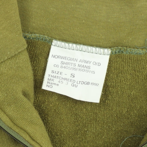 Vintage Thatchreed Norwegian Army Men's Green Fleece 1/4 Zip Sweatshirt S