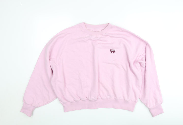 Wrangler Women Pink Crew Neck Cotton Pullover Sweatshirt Size S