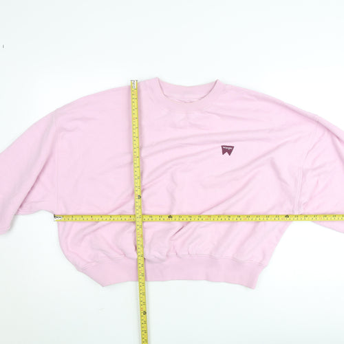 Wrangler Women Pink Crew Neck Cotton Pullover Sweatshirt Size S