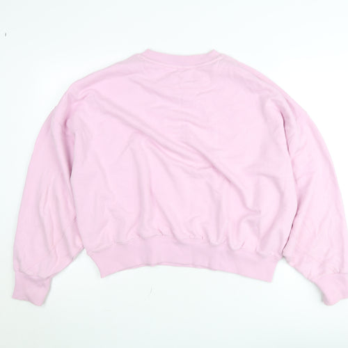 Wrangler Women Pink Crew Neck Cotton Pullover Sweatshirt Size S