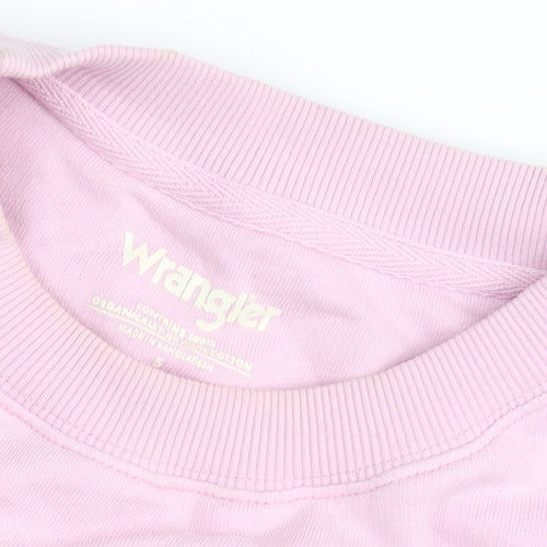 Wrangler Women Pink Crew Neck Cotton Pullover Sweatshirt Size S