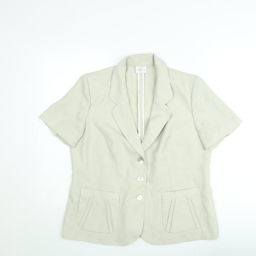 Eastex Women’s Beige Linen Blend Short Sleeve Blazer Size 14