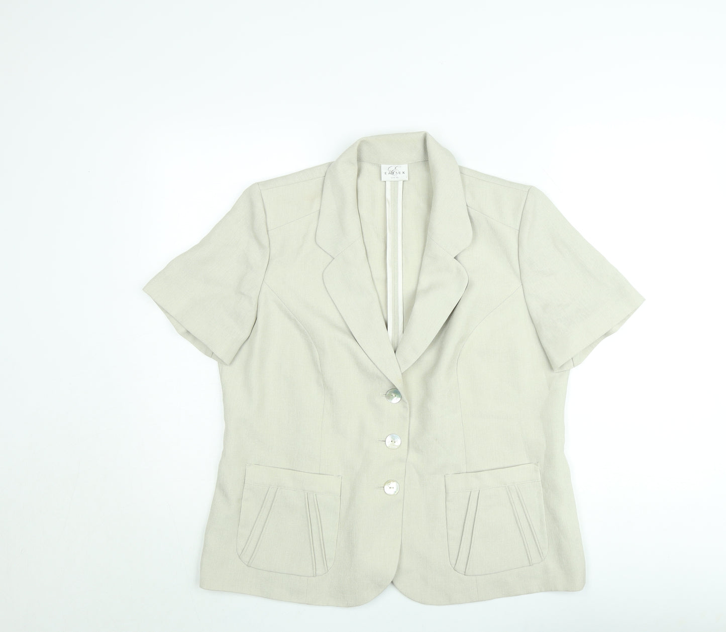 Eastex Women’s Beige Linen Blend Short Sleeve Blazer Size 14