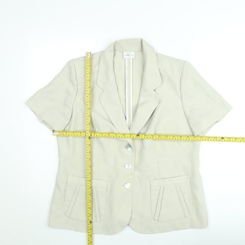 Eastex Women’s Beige Linen Blend Short Sleeve Blazer Size 14