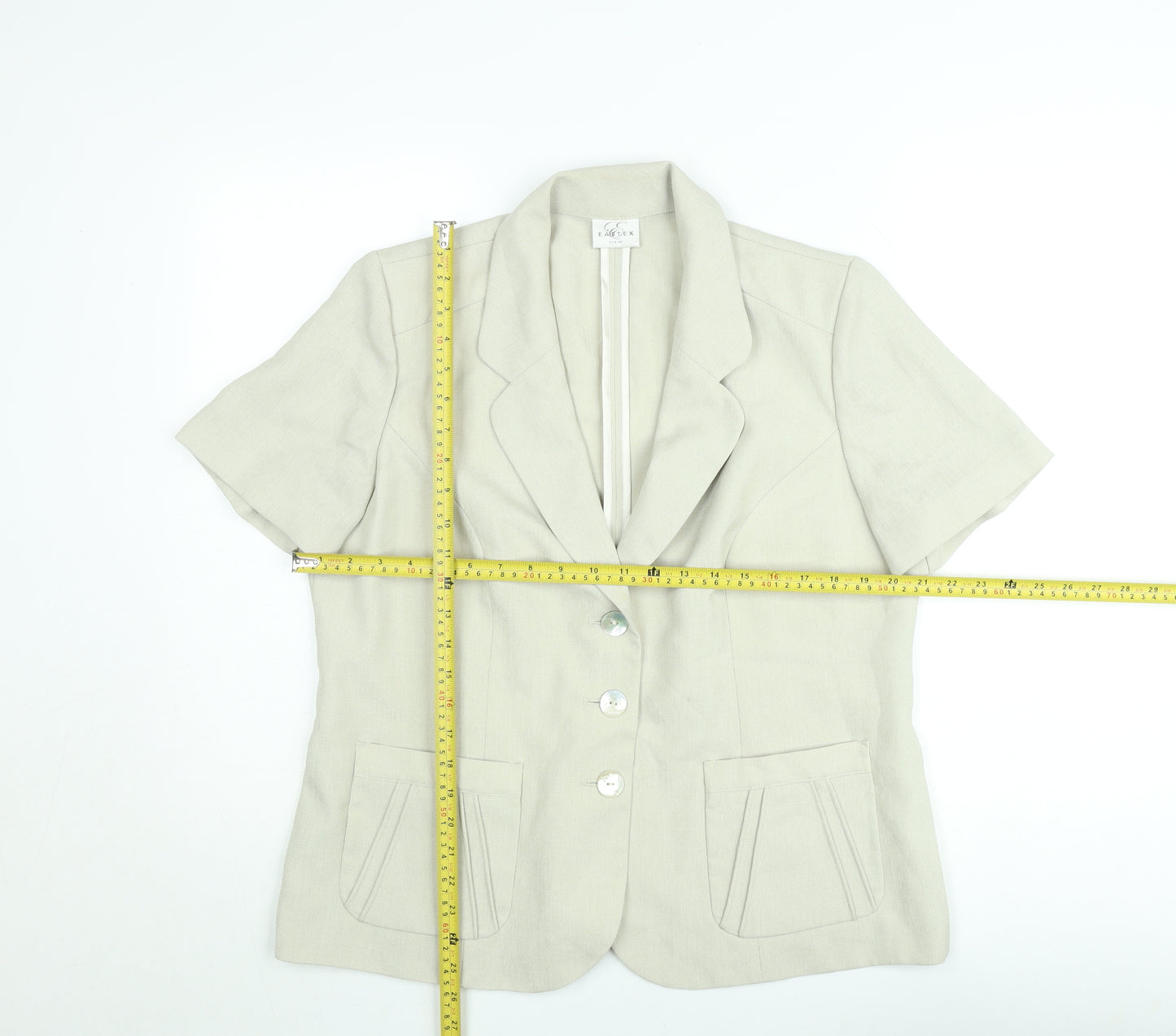 Eastex Women’s Beige Linen Blend Short Sleeve Blazer Size 14