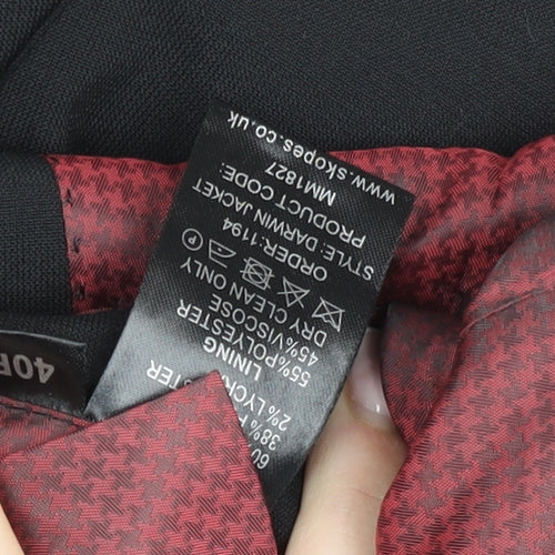 Skopes Men's Black Wool Blend Regular Fit Two Button Suit Jacket 40R