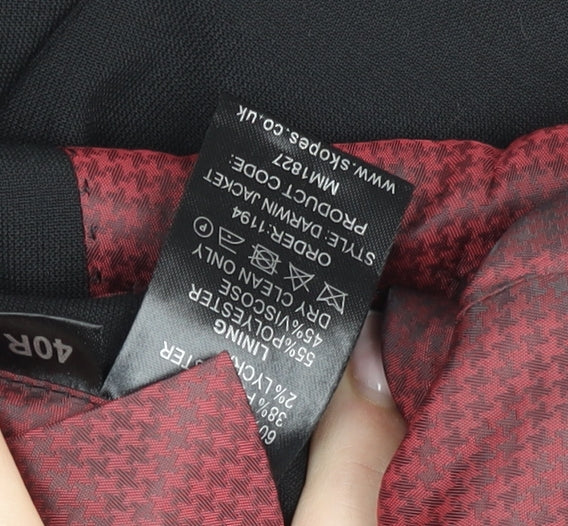 Skopes Men's Black Wool Blend Regular Fit Two Button Suit Jacket 40R