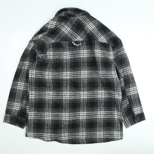 Motel Women’s Black Check Shacket Jacket Size M Checked Button Up Coat
