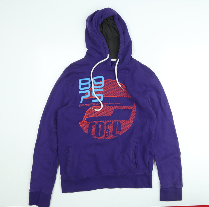 Jack & Jones Mens Purple Pullover Hoodie M Graphic Print Fleece