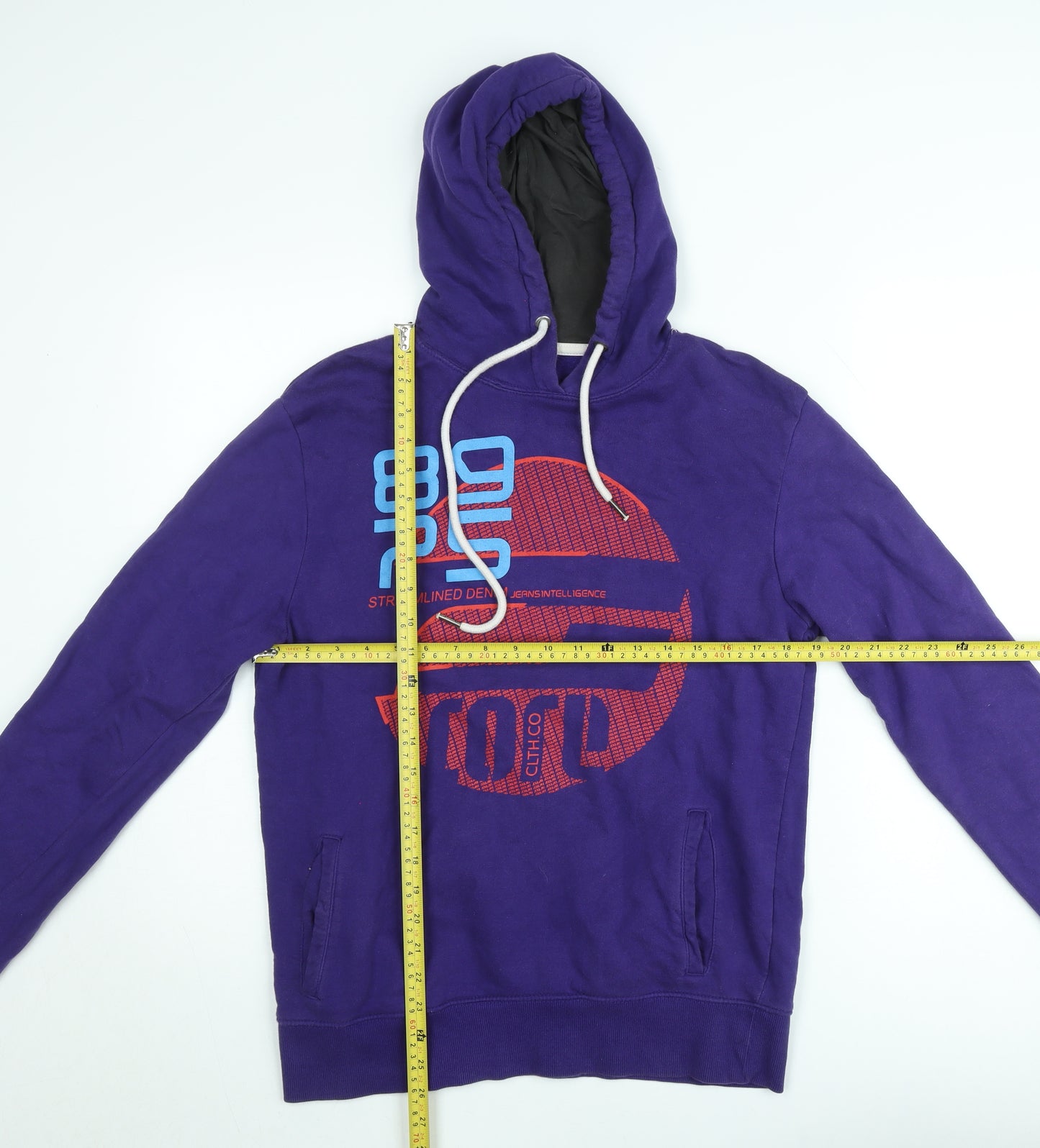 Jack & Jones Mens Purple Pullover Hoodie M Graphic Print Fleece