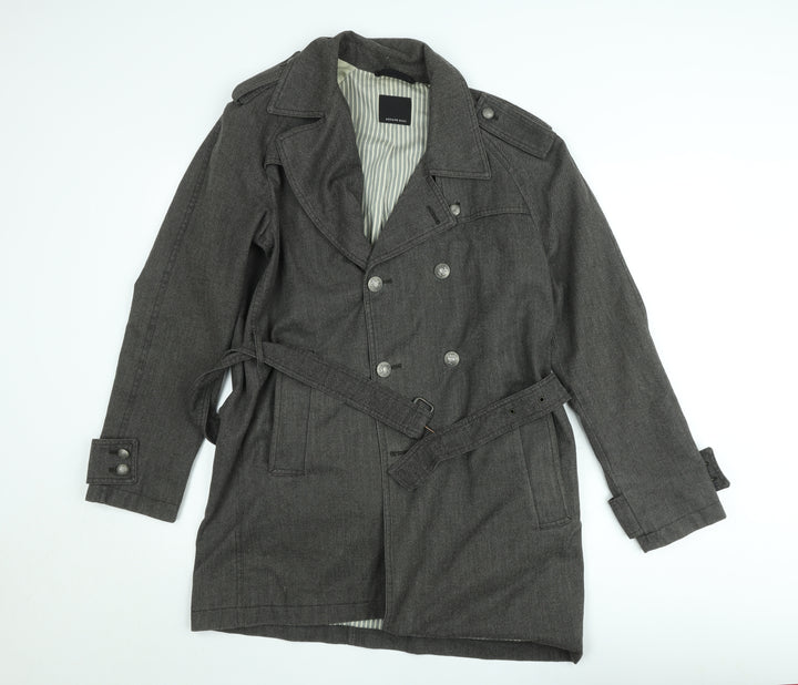 Armand Basi Women's Grey Cotton Trench Coat Size 12 Belted Classic Style