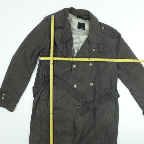 Armand Basi Women's Grey Cotton Trench Coat Size 12 Belted Classic Style